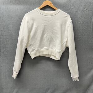 House of Athlete Sweatshirt Womens XS Crop Long Sleeve Off White Pullover HOA